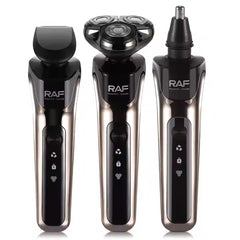 RAF 3-in-1 Electric Hair Shaver, Trimmer & Nasal Clipper with Carbon Steel Blades and LCD Display