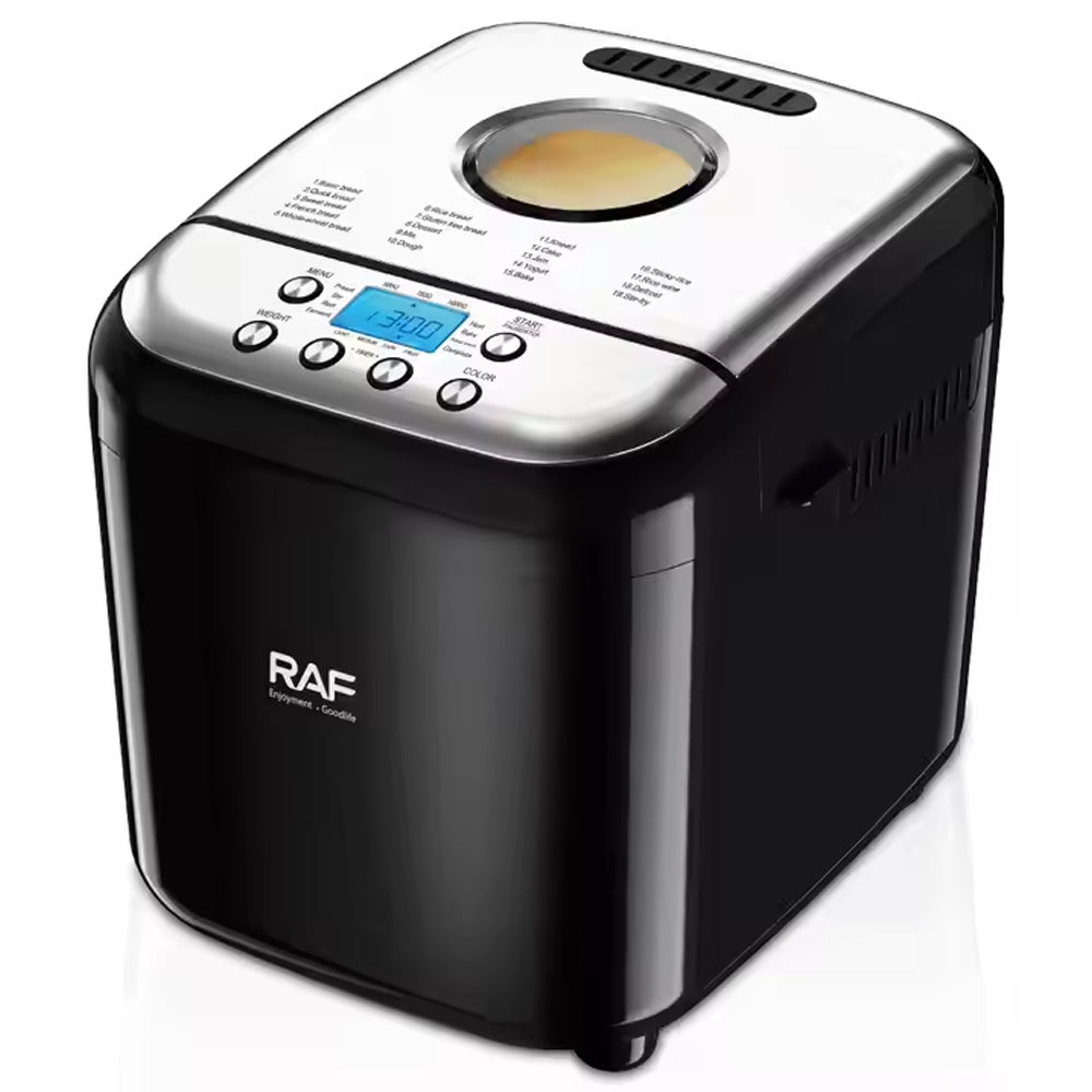 RAF Smart Bread Maker with LCD Display, Multi Capacity Baking, Non-Stick Pan & Timer Function - 600W