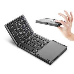 Premium Portable & Foldable Wireless Keyboard with Touchpad, Multi-Device Wireless Connectivity, USB-C Rechargeable, 60H Working Time, Compatible with iOS, Android, Windows & Mac – Portable Travel Gadget - Open Box / New Product
