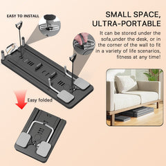 Black Bull Multi-Functional Foldable Pilates Reformer Abdominal Core Trainer with A B Roller Wheels for Workout Exercise