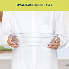 Borosil Oval Borosilicate Glass Baking and Serving Dish, Oven Microwave Freezer Safe Scratch Resistant Clear Bakeware