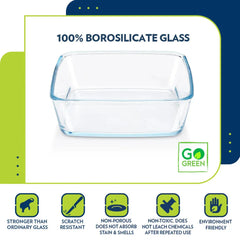 Borosil Square Borosilicate Glass Baking Dish with Lid, Oven Microwave Freezer Safe Scratch Resistant Food Storage Bakeware