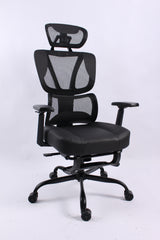 Black Bull Ergonomic Mesh Gaming & Office Chair with Footrest - Black