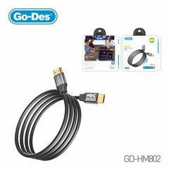 Go-Des 4K HDMI 2.0 Digital Cable 3M with 3840 × 2160 Ultra HD, 3D, Mirror and Extended Display Support