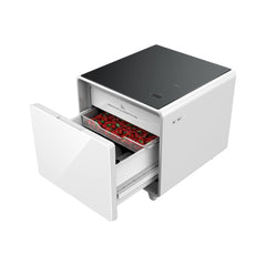 Mini Smart Refrigerator Coffee Table with Built-in 30L Refrigerator Drawer, USB & Wireless Charging Station, and LED Display Control - Open Box / New Product