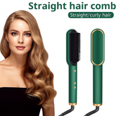 Professional Hair Straightening Hot Brush with 5 Temperature Levels, Anti-Scald Design & Dual Straightener Curler Function for All Hair Types