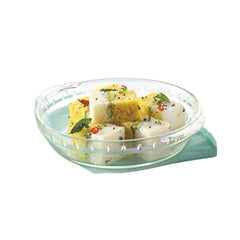 Borosil Eat-Off-Me 20 cm Microwavable Borosilicate Glass Plate Scratch Resistant Heat Safe Serving and Eating Plate