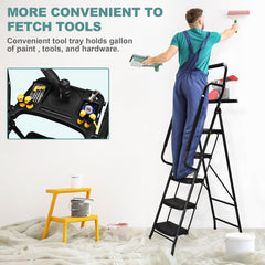 Heavy-Duty 5-Step Ladder with Handrails and Tool Platform - 150 Kg Capacity