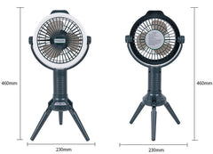 3-in-1 Portable & Foldable Tripod Fan with LED Light & USB Charging, Speed Control & Hanging Hook