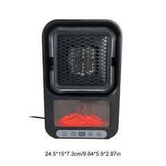 Mini Electric Fan Heater with Remote Control & Flame Lighting Effect