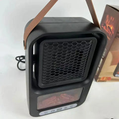 Mini Electric Fan Heater with Remote Control & Flame Lighting Effect