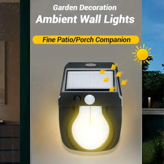 Vintage Solar Outdoor Wall Mounted Bulb Lamp with Motion Sensor
