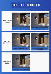 Wireless Solar Motion Sensor Wall Lamp with 3 Modes