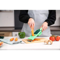 8-in-1 Stainless Steel Vegetable Cutter with Storage Box & Salad Peeler - Chop, Dice, Shred & Store