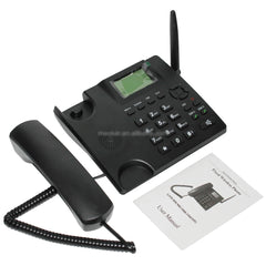 Wireless Quadband GSM Desk Phone with Dual SIM Slots, FM Radio, MP3, and SMS Capabilities