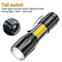 Ultra-Bright USB Rechargeable Mini LED Flashlight with Telescopic Zoom & Waterproof Aluminum Alloy Body - Open Box / New Product