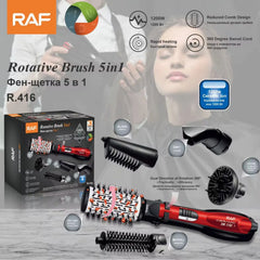 RAF 5-in-1 Multi-Functional Rotative Hair Styling Brush with Hot Air Comb, Straightener, Curler & Volumizer & Diffuser - 1200W