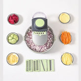 Multi-Function 9-in-1 Vegetable & Fruit Chopper & Slicer Dicer & Shredder with Drain Basket and Handguard