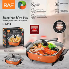 RAF Multi-Functional Electric Hot Pot 1350W with 7.0L Large Capacity and Non-Stick Coating