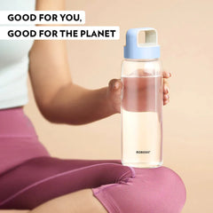 Borosil Crysto 750ml Borosilicate Glass Water Bottle with Leakproof Airtight Lid, Fridge Safe Wide Mouth Clear Bottle