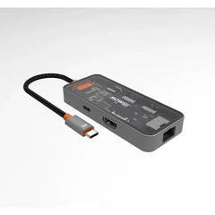محطة إرساء محور USB-C 6 في 1 من موسيل، منفذ HDMI بدقة 4K عند 60 هرتز، منفذ طاقة 100 واط، منفذ RJ45، منفذا USB 3.0 ومنفذ بيانات USB-C لأجهزة MacBook و iPad