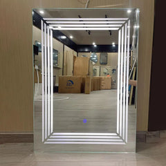 Smart Bathroom Bluetooth Speaker Vanity Mirror with Backlit LED Light, Anti-Fog, Touch Sensor, Timer - 60 x 80 cm