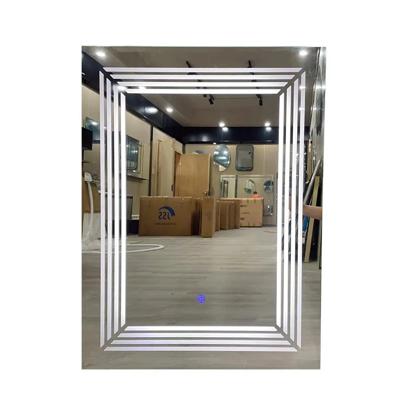 Smart Bathroom Bluetooth Speaker Vanity Mirror with Backlit LED Light, Anti-Fog, Touch Sensor, Timer - 60 x 80 cm