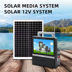GDTimes 12V 10-Inch Solar TV & Media System & Powerbank with 10” Screen, 20W Solar Panel, LED Bulbs, Remote, USB/SD/FM – Portable Power & Entertainment Kit