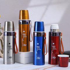 500ml Stainless Steel Vacuum Insulated Travel Flask with Leakproof Lid & Carry Strap for Hot & Cold Drinks