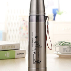 500ml Stainless Steel Vacuum Insulated Travel Flask with Leakproof Lid & Carry Strap for Hot & Cold Drinks