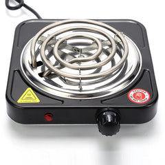 Electric Hot Plate with 1000W Heating Power, Variable Heat Setting, Indicator Light and Compact Countertop Design for Office, Dormitory, & Outdoor Use
