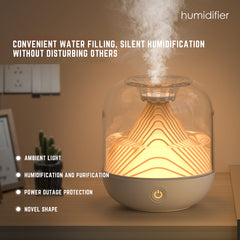 Rechargeable Ultrasonic Humidifier with Ambient Night Light, Top-Fill Transparent Tank & Portable Cordless Design - 700ml