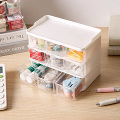 Drawer Style Multipurpose Transparent Mini Storage Box for Stationery, Jewelry, Cosmetics, Medicine, and Household Items