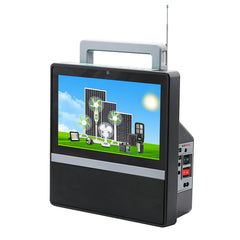 GDTimes 12V 10-Inch Solar TV & Media System & Powerbank with 10” Screen, 20W Solar Panel, LED Bulbs, Remote, USB/SD/FM – Portable Power & Entertainment Kit