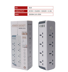 3000W Power Strip Extension with 8 Universal Outlets, 3.1A USB & Type-C Ports, Overload, Surge & Short Circuit Protection for Home & Office - 2 Metres Length