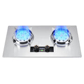 Premium Built-In Dual Burner Gas Stove 5.2kW High Power Kitchen Hob with Smart Timer Display, Thermocouple Protection, Pulse Ignition & Stainless Steel Body