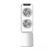 Dual-Layer 3D Air Loop Rechargeable Pedestal Tower Fan with RC, 350° Wide Oscillation, DC Variable Frequency Motor, 4 Wind Modes, 5 Timer Settings & Ultra-Quiet Portable Cooling Fan