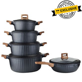 OSFE Granite Cookware Set 12 Pcs (32, 28, 24, 20 cm Casserole, 28 cm Pan, 2 Pcs Silicone Kitchen Tools)