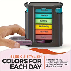 Pill Organizer with Color Coded Compartments