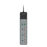Porodo 3AC Power Strip with 45W USB Charging, PD 35W Fast Charge, 3000W Power Capacity and 3 Meter Power Cord - Black