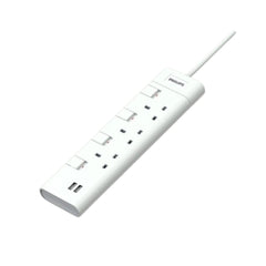 Philips Extenstion 3 Bs Outlets Indv. Switch +2 Usb 2m Cord
