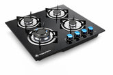 Premium HappyHome 2-in-1 4-Burner LPG Gas Stove with Built-In & Countertop Use, Triple Ring Burner, D-Size Battery Ignition & Glass Top-65 × 55 × 15 CM
