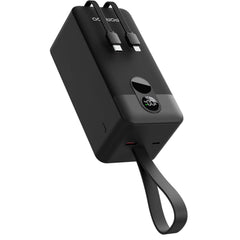 Porodo 50000mAh Power Bank with Built-in USB-C & Lightning Cables, 45W PD Fast Charging, 30W QC Output, Digital Display, Multi-Port Portable Battery Pack