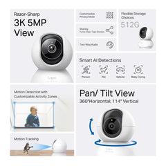 3K Pan/Tilt AI Home Security Wi-Fi Camera 5MP
