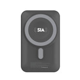 SIA Magon + Magnetic Power Bank With BUILT-IN RGB Cooling Fan and Aluminum Alloy Stand for iPhone and I-Watch PD 20W - Wireless Charging 15W 10000mAh - Gray