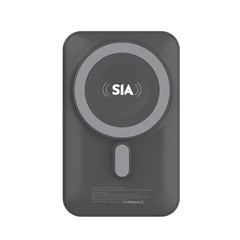 SIA Magon + Magnetic Power Bank With BUILT-IN RGB Cooling Fan and Aluminum Alloy Stand for iPhone and I-Watch PD 20W - Wireless Charging 15W 10000mAh - Gray