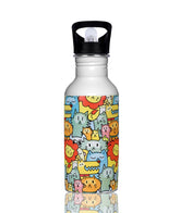 Magic Color Changing Bottle with Sipper Straw - 600 ML Stainless Steel