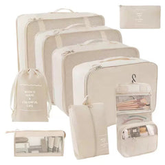 9-Piece Travel Packing Organizer Set with 3 Mesh Compression Packing Cubes, Shoe Bag, Underwear Bag, Hanging Toiletry Organizer, Cosmetic Pouch & Accessory Bag
