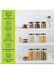 Borosil Classic Borosilicate Glass Storage Jar with Stainless Steel Lid, Microwave Oven & Freezer Safe Food Container
