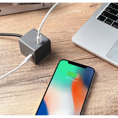 Allocacoc USB Cube Extended PD GaN 65W UK رمادي محول شحن عالي السرعة متعدد المنافذ - DH1257GY-UKPD65